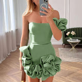 Ireka | White Strapless Bodycon Homecoming Dress With Ruffles