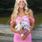 Anette | Pink - Off The Shoulder Tulle Short Homecoming Dresses