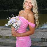 Anette | Pink - Off The Shoulder Tulle Short Homecoming Dresses