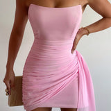 Isla |Sheath Strapless Homecoming Dress with Drape