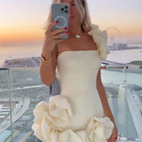 Ireka | White Strapless Bodycon Homecoming Dress With Ruffles