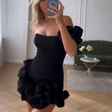 Ireka | White Strapless Bodycon Homecoming Dress With Ruffles