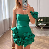 Ireka | White Strapless Bodycon Homecoming Dress With Ruffles