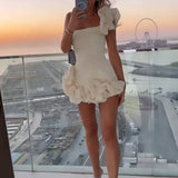 Ireka | White Strapless Bodycon Homecoming Dress With Ruffles