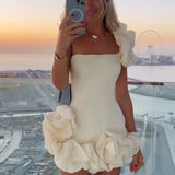 Ireka | White Strapless Bodycon Homecoming Dress With Ruffles