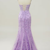 Purple Sweetheart Neck Mermaid Prom Dress With Appliques