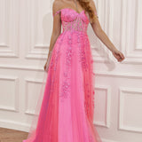 A Line Spaghetti Straps Navy Prom Dress with Appliques
