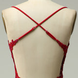 Mermaid Halter Dark Red Prom Dress with Appliques