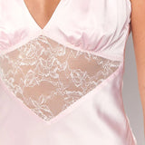 Zena | Mermaid Pink V-Neck Satin Long Prom Dress with Lace Cutout