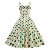 1950S Apricot and Red Polka Dot Spaghetti Strap Vintage Dress