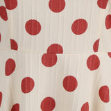 1950S Apricot and Red Polka Dot Spaghetti Strap Vintage Dress