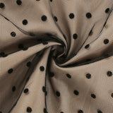 1950S Black and Beige Retro Polka Dot Long Sleeve Belted Vintage Dress