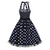 1950S Black and White Polka Dot Halter Neck Vintage Dress