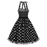 1950S Black and White Polka Dot Halter Neck Vintage Dress