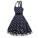 1950S Black and White Polka Dot Halter Neck Vintage Dress
