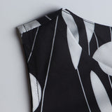 1950s White and Black Sleeveless Retro Polka Dot Belted Vintage Dress