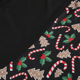 1950S Black Christmas Santa Hat Print Long Sleeve Vintage Dress