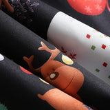 1950s Black Halter Christmas Print Vintage Dress with Santa and Snowflake Patterns
