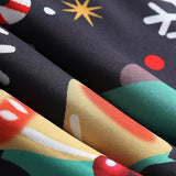 1950s Black Halter Christmas Print Vintage Dress with Santa and Snowflake Patterns