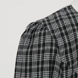 1950S Black Plaid Peter Pan Collar Belted 3/4 Sleeve Vintage Dress