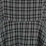 1950S Black Plaid Peter Pan Collar Belted 3/4 Sleeve Vintage Dress