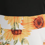 1950S Black Sleeveless Retro Sunflower Print Vintage Dress