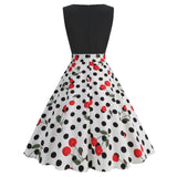 1950S Black Sleeveless Retro Sunflower Print Vintage Dress