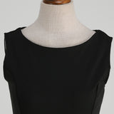 1950S Black Sleeveless Retro Sunflower Print Vintage Dress