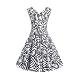 1950S Blue and Pink Paisley Print V-Neck Sleeveless Vintage Dress