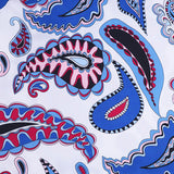 1950S Blue and Pink Paisley Print V-Neck Sleeveless Vintage Dress