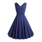 1950S Blue and Pink Paisley Print V-Neck Sleeveless Vintage Dress