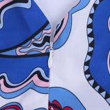 1950S Blue and Pink Paisley Print V-Neck Sleeveless Vintage Dress
