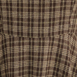 1950S Brown Plaid Peter Pan Collar 3/4 Sleeve Vintage Dress