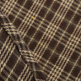 1950S Brown Plaid Peter Pan Collar 3/4 Sleeve Vintage Dress