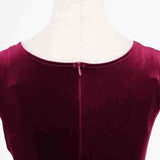 1950S Burgundy Velvet Sleeveless Vintage Dress