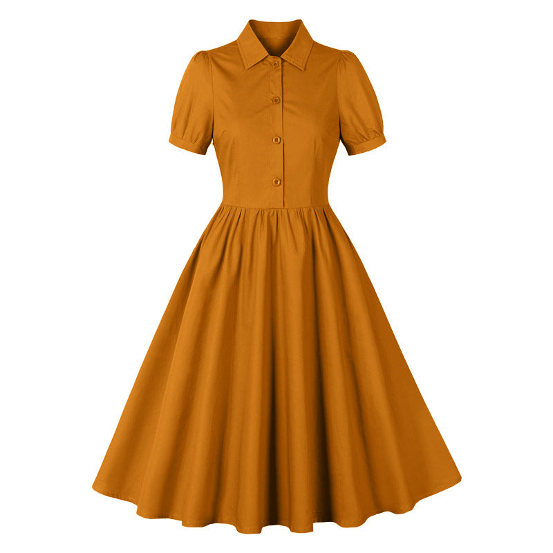 1950S Light Blue Button-Up Short Sleeve Vintage Dress