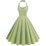 1950S Light Green Halter Neck Sleeveless Vintage Dress