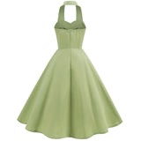1950S Light Green Halter Neck Sleeveless Vintage Dress