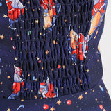1950s Navy Blue Retro Santa Print Halter Neck Vintage Dress