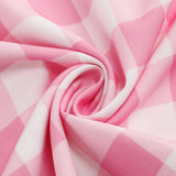 1950S Pink Plaid Retro Bow Detail Sleeveless Vintage Dress