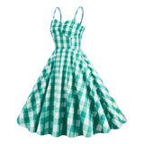 1950S Pink Retro Gingham Halter Belted Sleeveless Vintage Dress