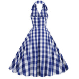1950s Pink Retro Gingham Halter Neck Sleveless Vintage Dress