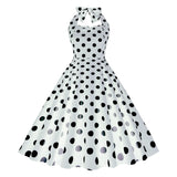 1950S Pink Retro Polka Dot Halter Belted Sleeveless Vintage Dress