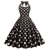1950S Pink Retro Polka Dot Halter Belted Sleeveless Vintage Dress