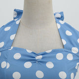 1950S Pink Retro Polka Dot Halter Belted Sleeveless Vintage Dress