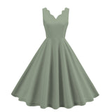 1950S Pink Scalloped Neck Sleeveless Vintage Dress