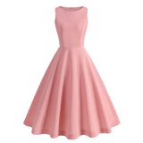 1950S Pink Sleeveless Retro Vintage Dress