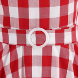 1950S Red Gingham Halter Neck Belted Vintage Dress