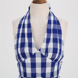 1950S Red Gingham Halter Neck Belted Vintage Dress
