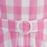 1950S Red Gingham Halter Neck Belted Vintage Dress